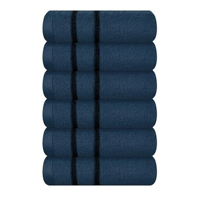 Ultra Soft Cotton 6 -Piece Hand Towel Set 16x24 Inch, 6 Pack Hand Mineral Blue