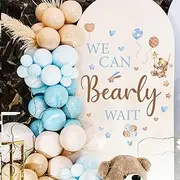 Wxiben We Can Bearly Wait Wall Decal - Bear Sign Welcome Baby Shower Decorations, Removable Sticker for Balloon Arch Backdrop Decor, Gender Reveal Pregnancy Party Supplies