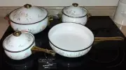 NEW Gailstyn-Sutton Temptation Collection 7 pcs Cookware Enamelware Brass 1984