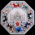 12" White Marble Table Top center Coffee Inlay pietra dura elephant taj mahal k1