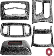 5pcs/set Car Interior Central Control A/C Cover Navigation Screen Cover & Gear Shift Panel Trim Compatible For Dodge Charger 2015+(New)