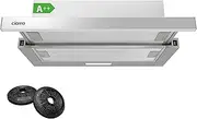 CIARRA CBCS6906D A++ Flat Screen Hood Cooker Hood 60 cm Recirculation 370 m³/h with CBCF002X2 Activated Carbon Filter Integrated Installation Flat Extractor Hood 2 Levels LED Lighting Silver
