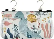 Amooorous Bedside Caddies Hanging Bedside Caddy for Home, College, Dorm, Bunk/Hospital Bed, Crib Bed Rails Blue Cartoon Sea Animals