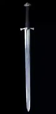 Two handed five lobed Viking Battle Ready sword with wooden scabbard 1