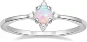 [SHINYSO] 14K Gold Plated Wedding Band for Women Thin Stackable Rings Opal Dainty Cubic Zirconia CZ Promise Engagement Ring Size 4-10