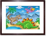 Nursery Dinosaur Friends Pals Kids Bedroom Framed Wall Art Print
