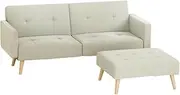 Artiss 3 Seater Sofa Bed with Ottoman, Futon Recliner Sofa Couch Lounge Sleeper Sofas Home Bedroom Office Furniture, Adjustable Backrest Tufted Seat Cushion Beige