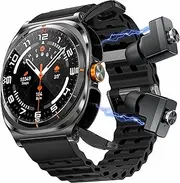 2 in 1 Smart Watch with Earbuds for Men TWS Wireless Earphones Smart Watches for Android iOS Phones with Bluetooth Calls Heart Rate Sleep Monitor Exercise Modes Custom Dial