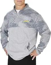 Zubaz NFL Los Angeles Chargers Men's Sherpa Fleece 1/4 Zip Jacket, Gray