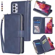 Samsung Galaxy M32 5G Wallet Case 9Card Zipper Slots Kickstand Flip Leather Case
