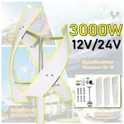 3KW Vertical Axis Wind Turbine Generator 12/24V Magnetic Turbine MPPT Controller