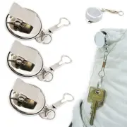 3 Lot Heavy Duty Metal Retractable Badge Reel W/ Chain Pull ID Holder Belt Clip