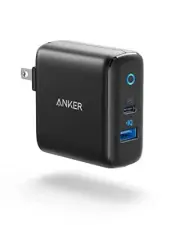 Anker 32W PowerPort PD 2 Charger - USB-C and USB A Ports, Foldable Plug, Black
