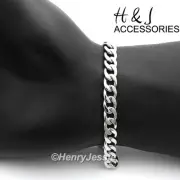 7.5"-11"MEN 316 L Stainless Steel 8.5mm Silver Cuban Curb Link Chain Bracelet