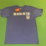 United States Soccer Federation USA Adult Short Sleeve Slogan T-Shirt - Blue L