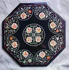 18" Black Marble Inlay Coffee Table Top, Center Table, Side Table, Hallway Decor