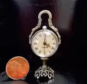 Lovely Elegant Bronze Glass 2-Dome Mantle Dollhouse Miniature (Working)Clock