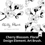 CHERRY BLOSSOM. FLORAL DESIGN ELEMENT.ART BRUSH.BP2021041414