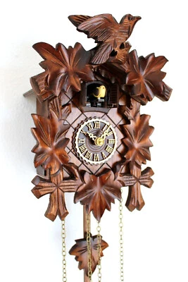 cuckoo clock black forest quartz german wood battery clock music new