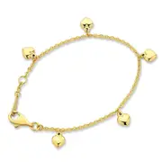 Children's 9kt Yellow Gold Silver Infused Heart Charm Bracelet