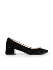 Black Suede Square Toe Pumps