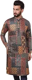 [KISAH] Men Multi-Color Kurta, Cotton, Full Sleaves, Knee Length, Straight, Regular Fit, Mandarin Collar Ethnic wear