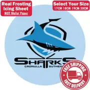 Cronulla Sutherland Sharks Edible Image Cake Topper Round Frosting Icing Party