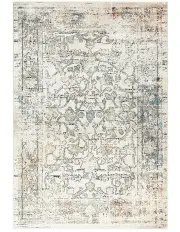 [Miss Amara] Constance Distressed Floral Rug in Beige/Blue