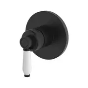 Fienza Eleanor Modern Vintage Matt Black Solid Brass With Ceramic Handle Round Wall Mixer
