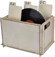 FINGERINSPIRE Record Storage Crate 9.6x10x14.96inch Vinyl Albums Storage Pale Goldenrod Color Wooden Holder Rectangle Wood Storage Boxes with Hole Handles for Music Records Vinyl Albums
