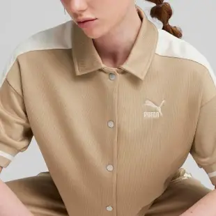 【PUMA】休閒外套 短版 短袖外套 女 流行系列Fanbase T7 棕色(62434383)