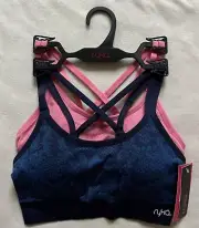 RYKA Sports Bra 2 PACK Supportive Removable Pads Crossback Tagless NWT MEDIUM