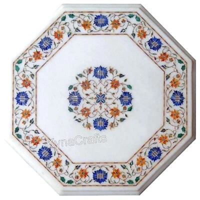Semi Precious Stone Inlay Work Sofa Side Table for Hotel Marble Coffee Table Top