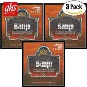 3-PACK GHS PF150 Phosphor Bronze 5-String Light Banjo Strings Loop End