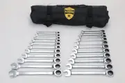 22-Piece Ratcheting Wrench Set，Metric & SAE Chrome Vanadium Steel Hand Combinati