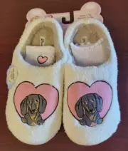Ladies Slippers and Socks by Moon Cake Tan w/Black Dachshund Size L (9/10)