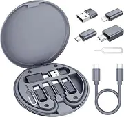 Elebase USB Charging Adapter Kit,USB to USBC Adapter Set,Type C to USB 3.0 OTG iOS Micro Multi Portable Converter Case with 1Ft 100W Charger Cable for iPhone 16 15 Max Pro,Samsung Galaxy S24 S23 Plus
