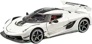 Scale Finished Model Car 1/24 Fit for Koenigsegg Jesko Scale Sports Cars Miniature Pull Back Model Car Diecast Vehicles Collection Miniature Replica Car(White)