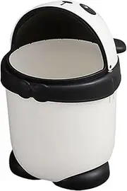 LOLIPPYY Cartoon Panda Mini Trash Can Little Bin for Bedroom Plastic Waste Bin Shake Lid Decorative Home Storage
