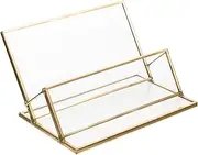 1Pc Transparent Business Card Holder Box Office Supplies for Name Cards Storage Design Capacity for Multiple Cards Golden