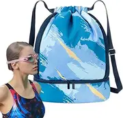 Ceprznvey Swim Gear Bag - Pool Drawstring Backpack - Lightweight Waterproof Drawstring Bag for Hiking, Swimming, Pool, Beach, Gym