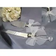 Rhinestone Rings Wedding Cake Server Set