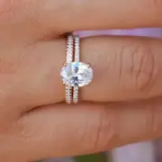 Oval Solitaire Ring Gift Ring Engagement Wedding Ring Set 925 Sterling Silver