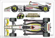 2009 Brawn GP001 Jenson Button World Champion ltd ed/250 art print A4