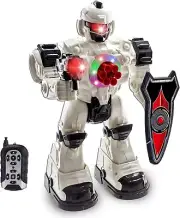 WolVolk 10 Channel Remote Control Robot Police Toy with Flashing Lights and Soun