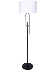 [Sarantino] Metal Height-Adjustable Floor Lamp Matte With Drum Shade Black
