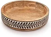 Kaizen Casa Fruit Bowls Mango Wood Round Shaped Fruit Bowls for Farmhouse Décor, Bowl for Kitchen Décor (10" X 10" X 2.5'')