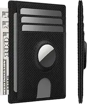 [WOOVEEWIND] Slim Minimalist Card Wallet for Men, Front Pocket Premium Crazy Horse Leather Wallet, RFID Blocking Cash Credit Card Wallet