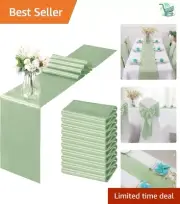 Luxurious 12-Pack Satin Table Runners 12x108 - Sage Green for Special Occasions