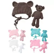 Newborn Monthly Photography Props Set Hat with Bear Photo Props Outfits